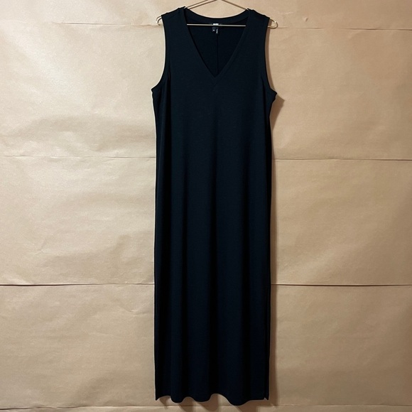 Paige | Sage Midi Tank Dress Stretch Knit Popover V-Neck Black Size XL - Picture 1 of 12